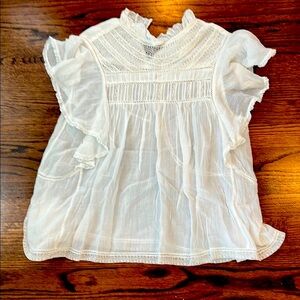 White Ruffled Blouse, LINI, Size S, worn 1x